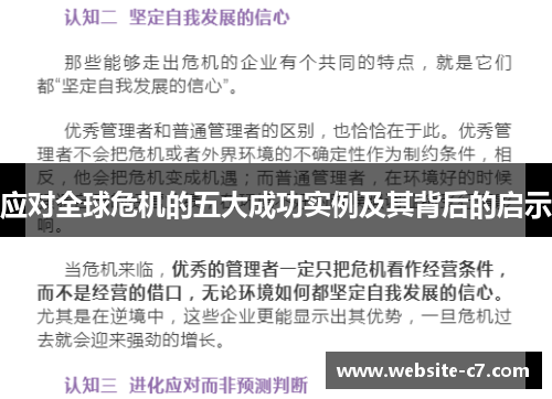 应对全球危机的五大成功实例及其背后的启示