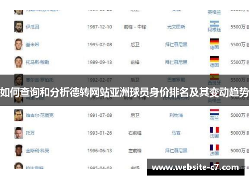 如何查询和分析德转网站亚洲球员身价排名及其变动趋势