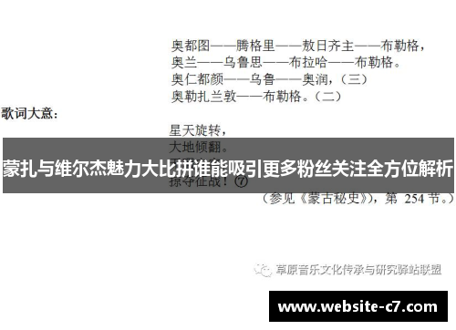 蒙扎与维尔杰魅力大比拼谁能吸引更多粉丝关注全方位解析