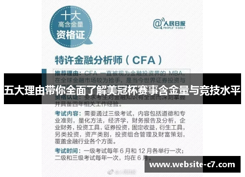 五大理由带你全面了解美冠杯赛事含金量与竞技水平